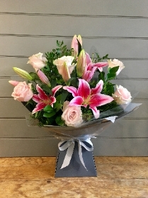 Pink Rose & Lily Hand tied